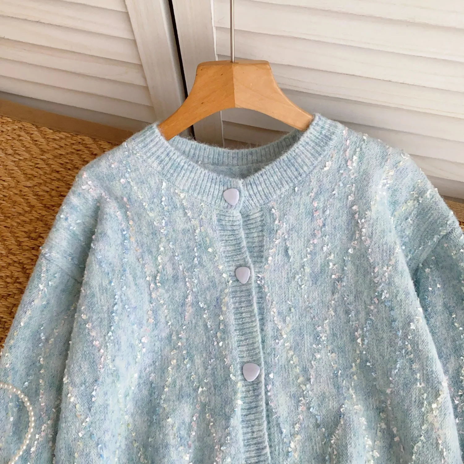 High-end Sequined Light Color Soft Cardigan