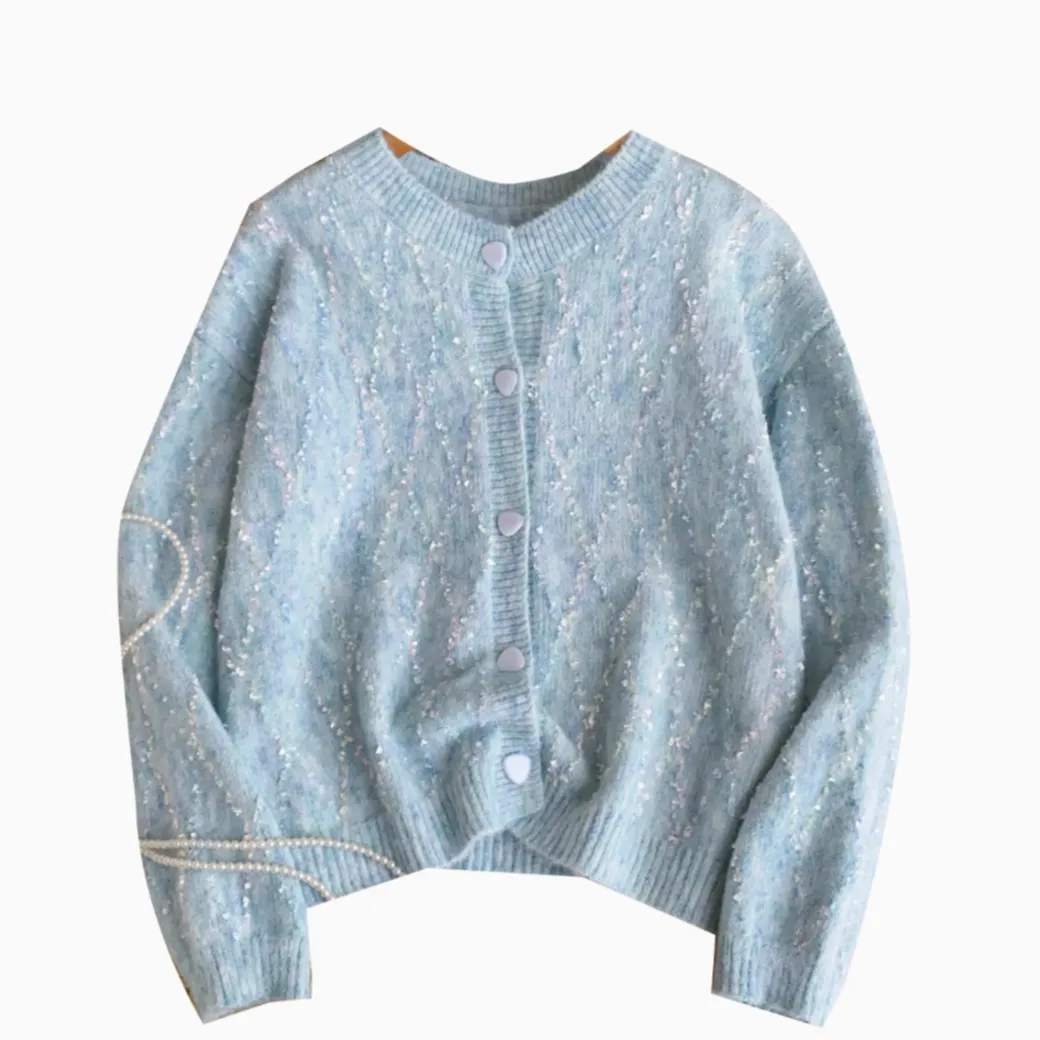 High-end Sequined Light Color Soft Cardigan