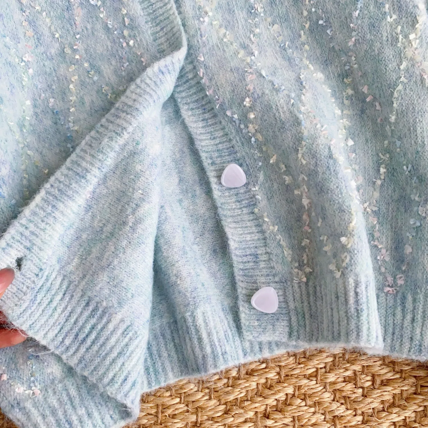 High-end Sequined Light Color Soft Cardigan