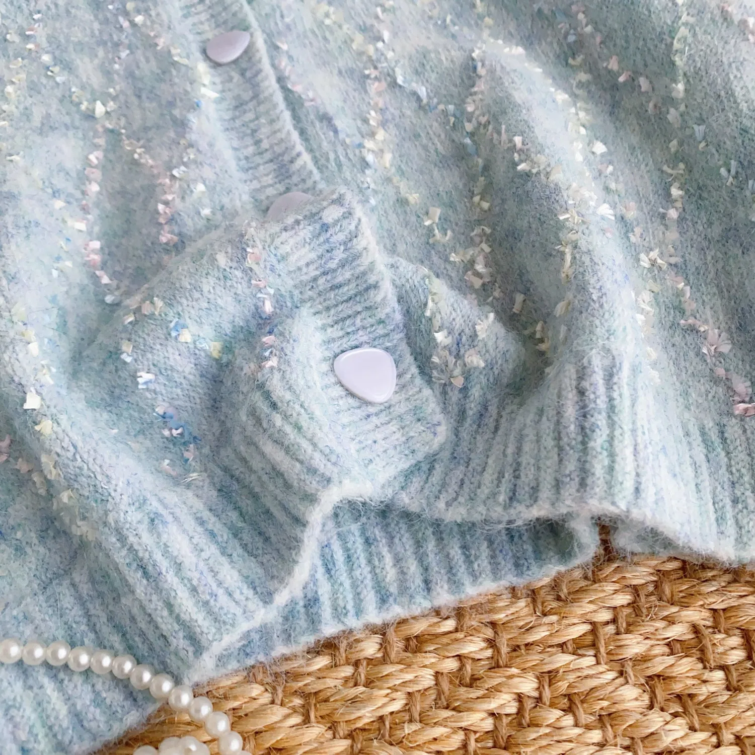 High-end Sequined Light Color Soft Cardigan