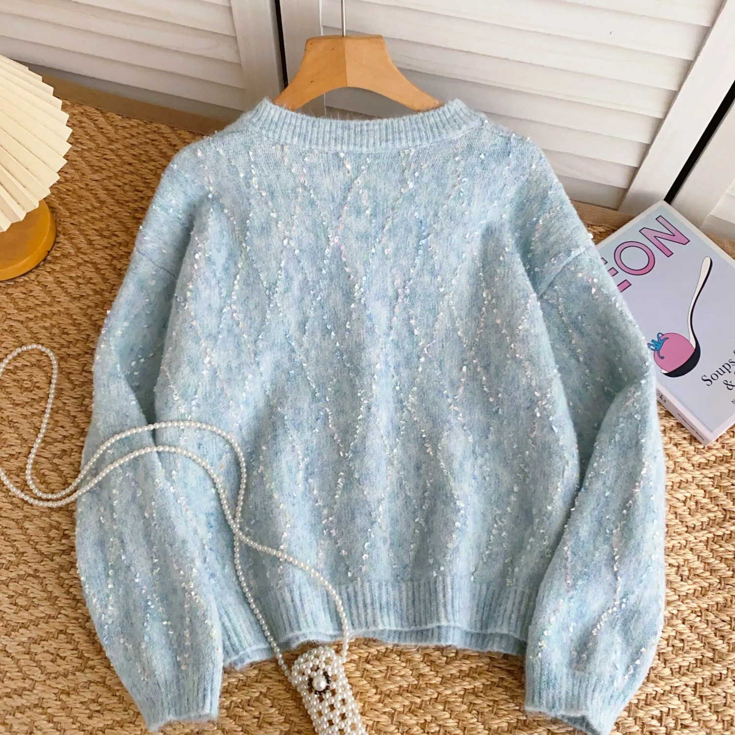 High-end Sequined Light Color Soft Cardigan