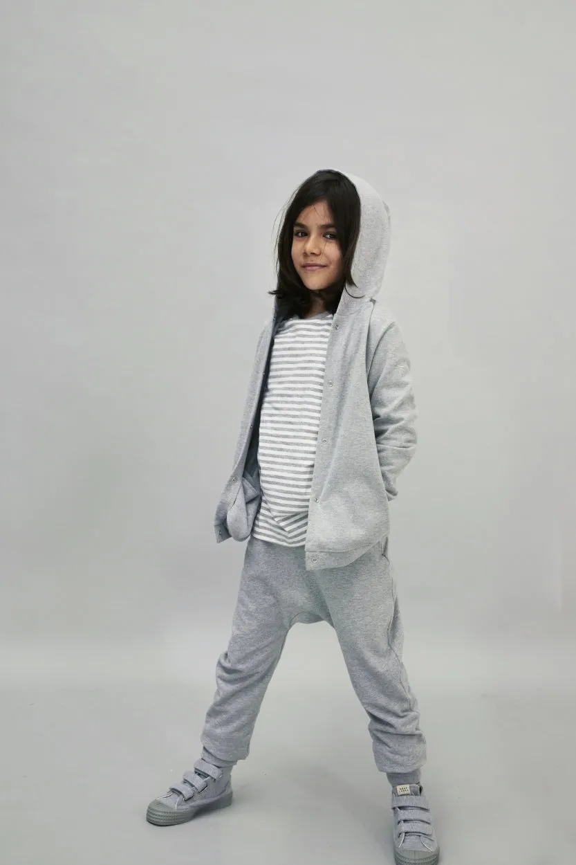 Hooded Cardigan | Grey Melange