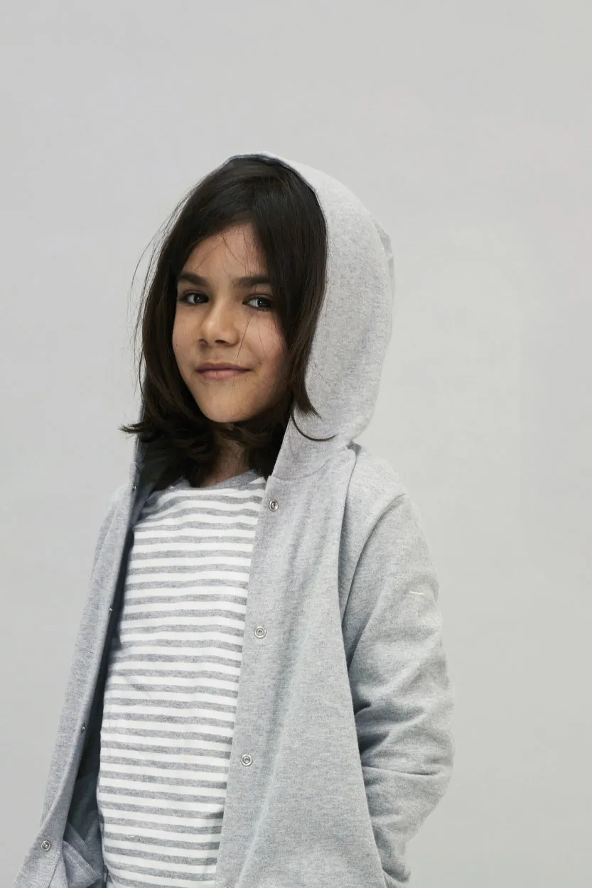 Hooded Cardigan | Grey Melange
