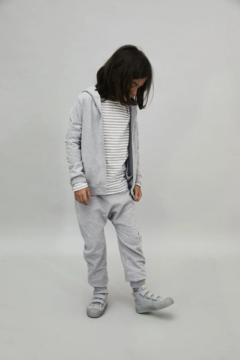 Hooded Cardigan | Grey Melange