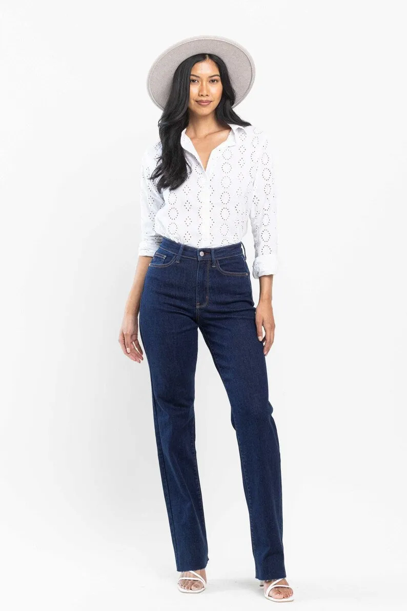 Judy Blue High Waist Vintage & Back Darts Detail Straight Denim