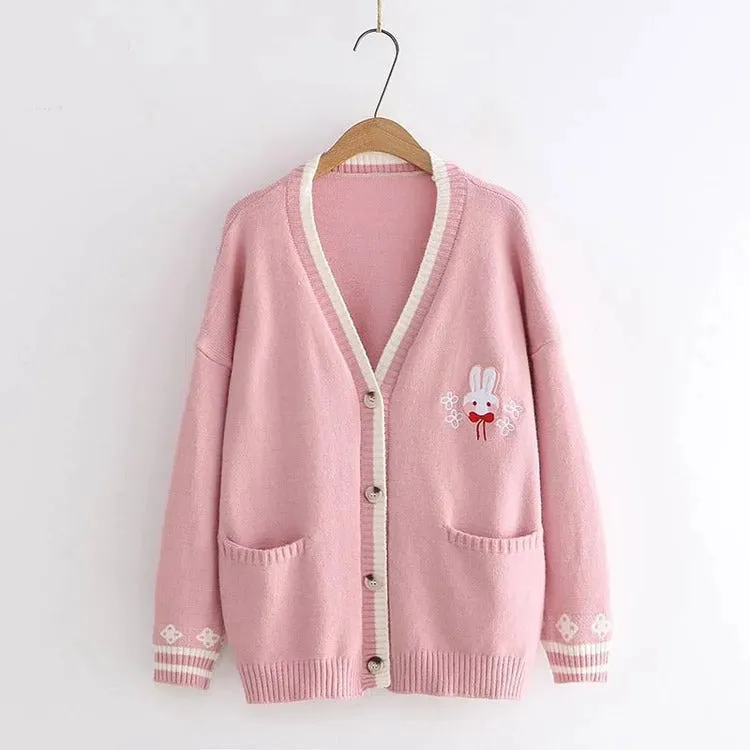 Kawaii Lolita Bunny Cardigan Sweater - Embrace Bunny Elegance in Style! 🐰👚