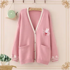 Kawaii Lolita Bunny Cardigan Sweater - Embrace Bunny Elegance in Style! 🐰👚