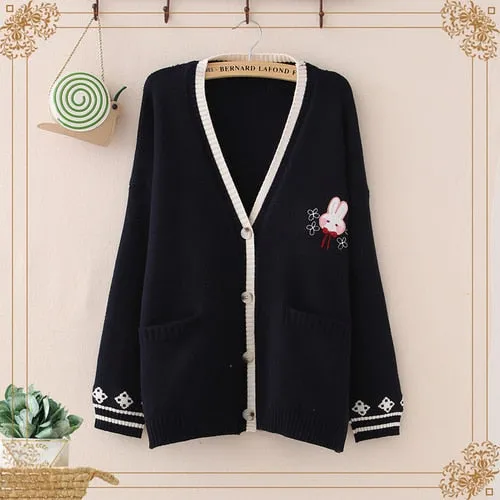 Kawaii Lolita Bunny Cardigan Sweater - Embrace Bunny Elegance in Style! 🐰👚