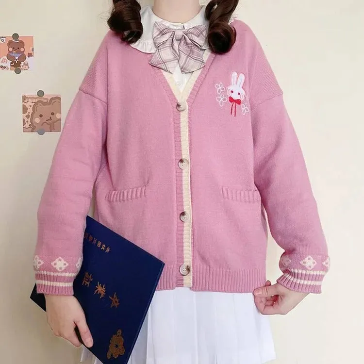 Kawaii Lolita Bunny Cardigan Sweater - Embrace Bunny Elegance in Style! 🐰👚