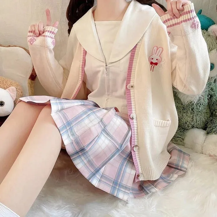 Kawaii Lolita Bunny Cardigan Sweater - Embrace Bunny Elegance in Style! 🐰👚