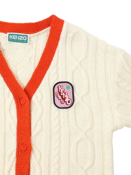 Kenzo Kids   Cable knit cardigan w/logo patch 