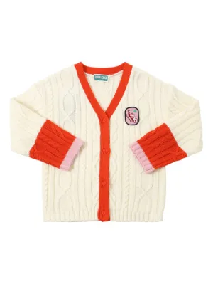 Kenzo Kids   Cable knit cardigan w/logo patch 