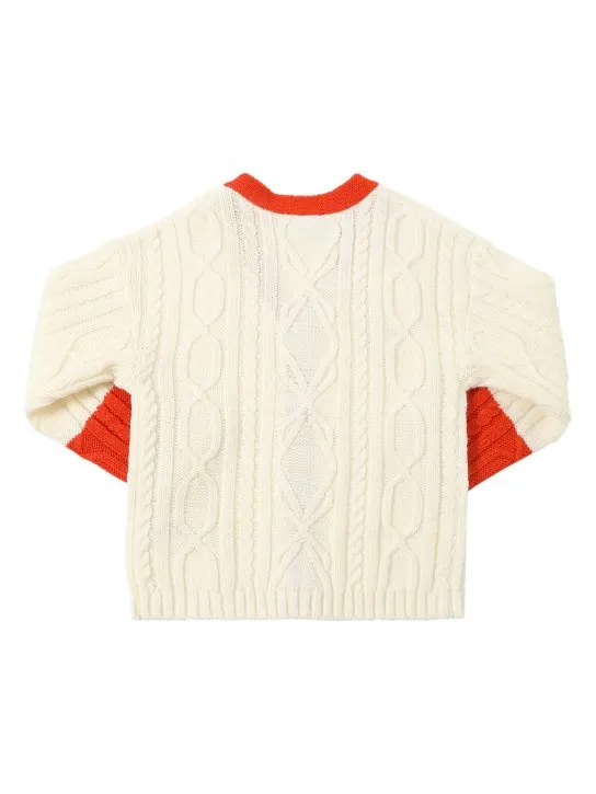 Kenzo Kids   Cable knit cardigan w/logo patch 