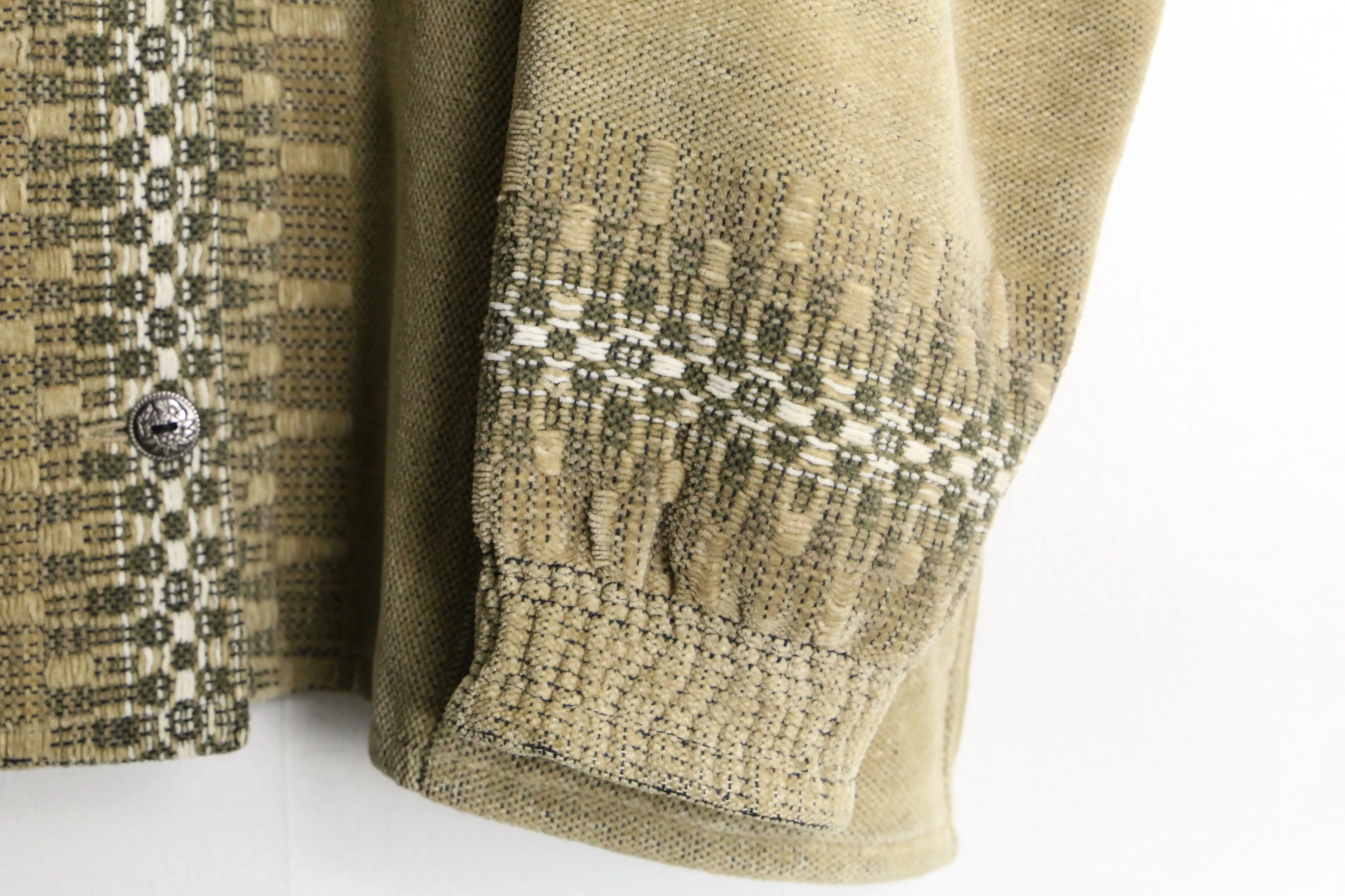 khaki×mastard color front design knit cardigan