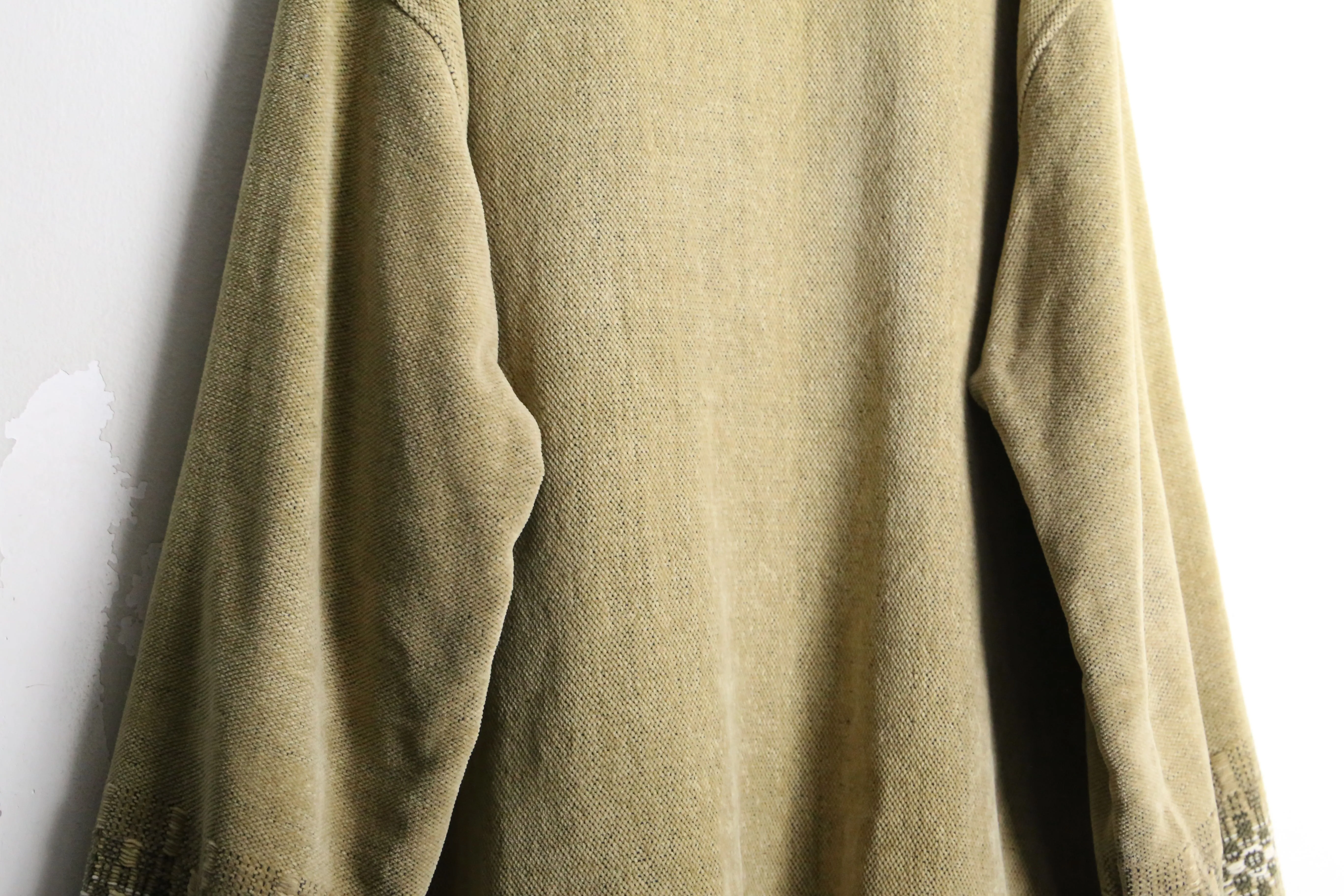 khaki×mastard color front design knit cardigan
