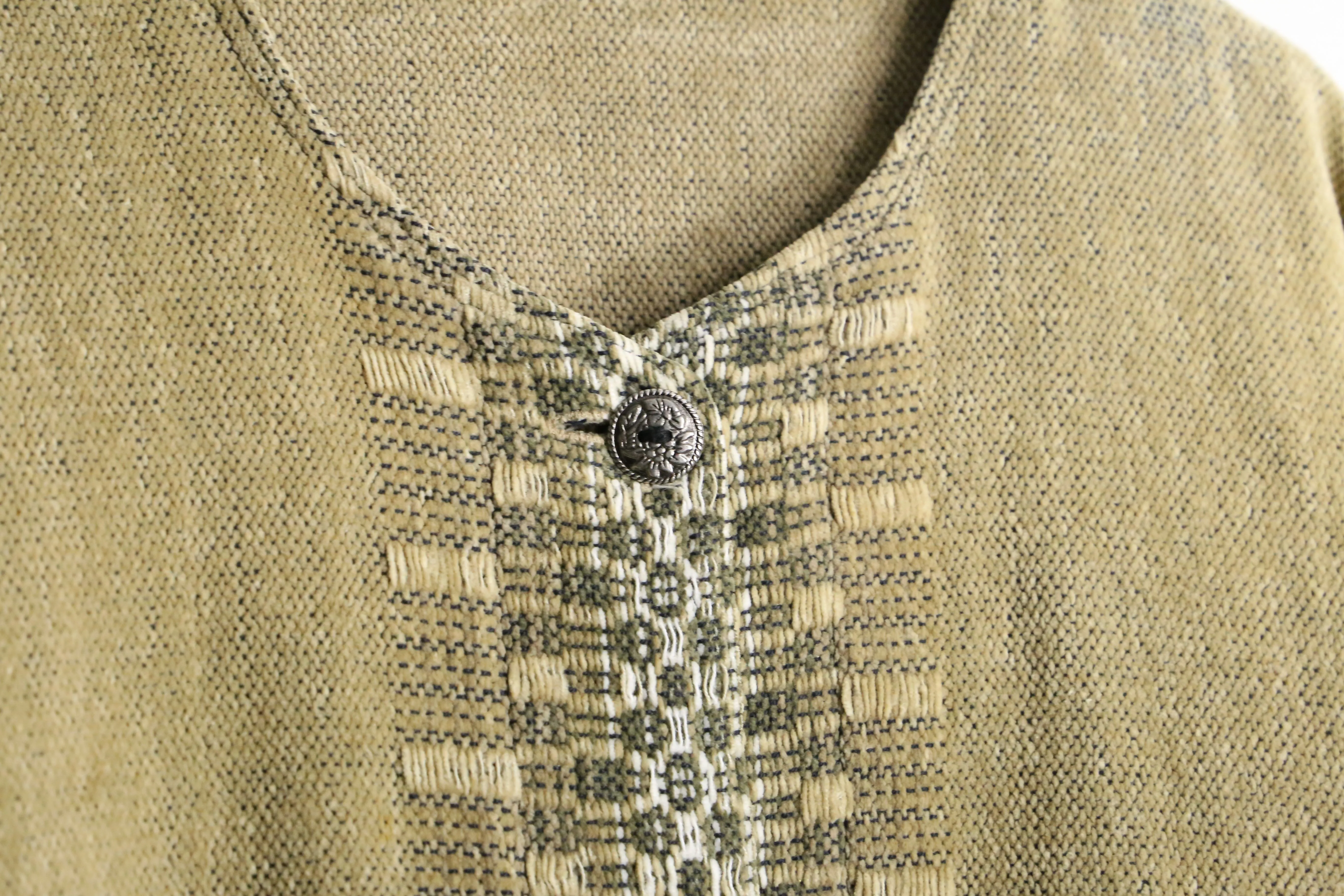 khaki×mastard color front design knit cardigan