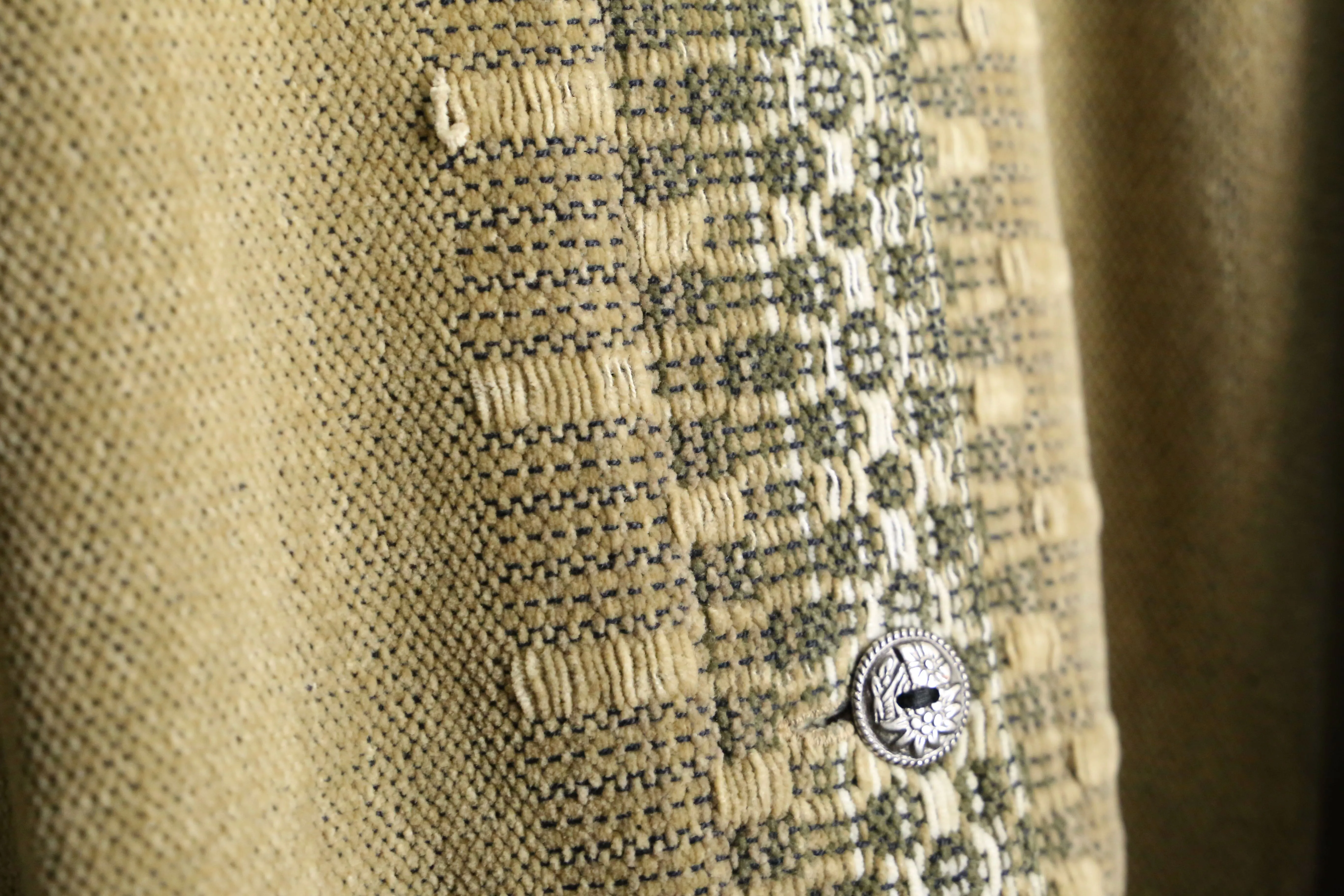 khaki×mastard color front design knit cardigan
