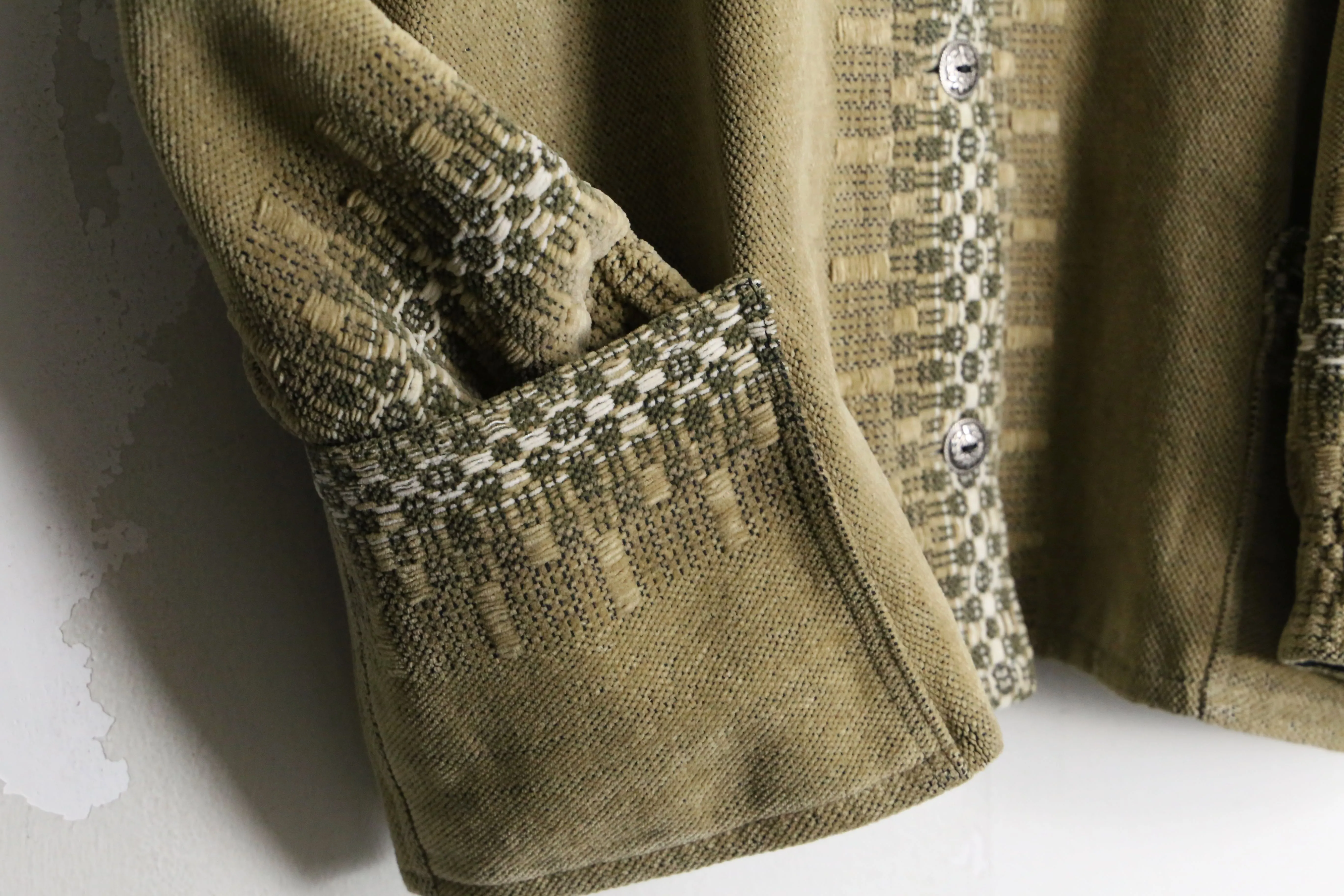 khaki×mastard color front design knit cardigan