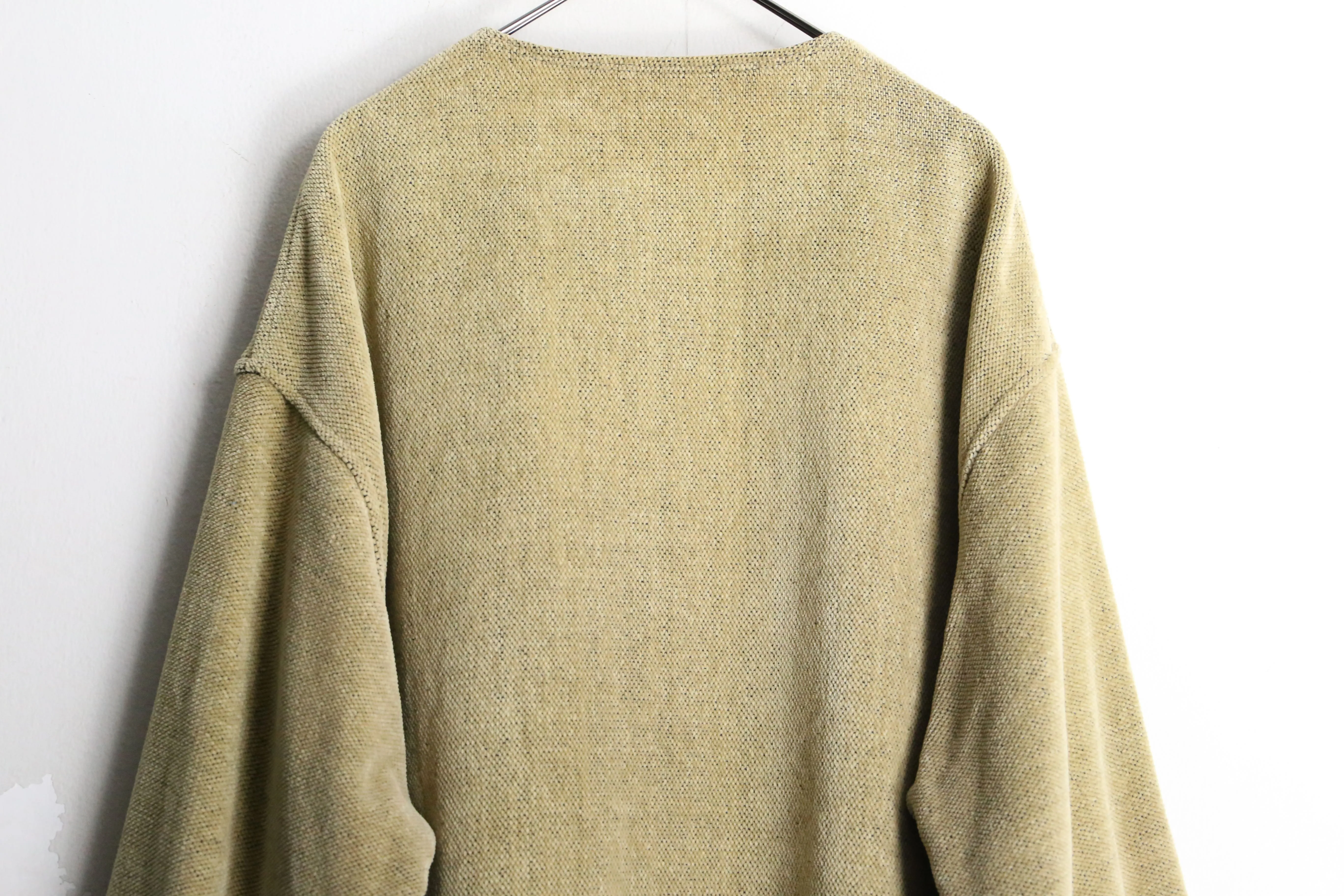 khaki×mastard color front design knit cardigan