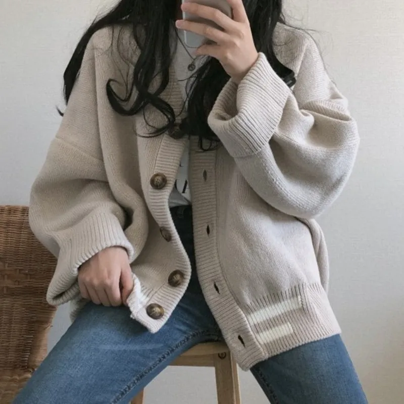 Korean Fashion Loose Knitted Cardigan