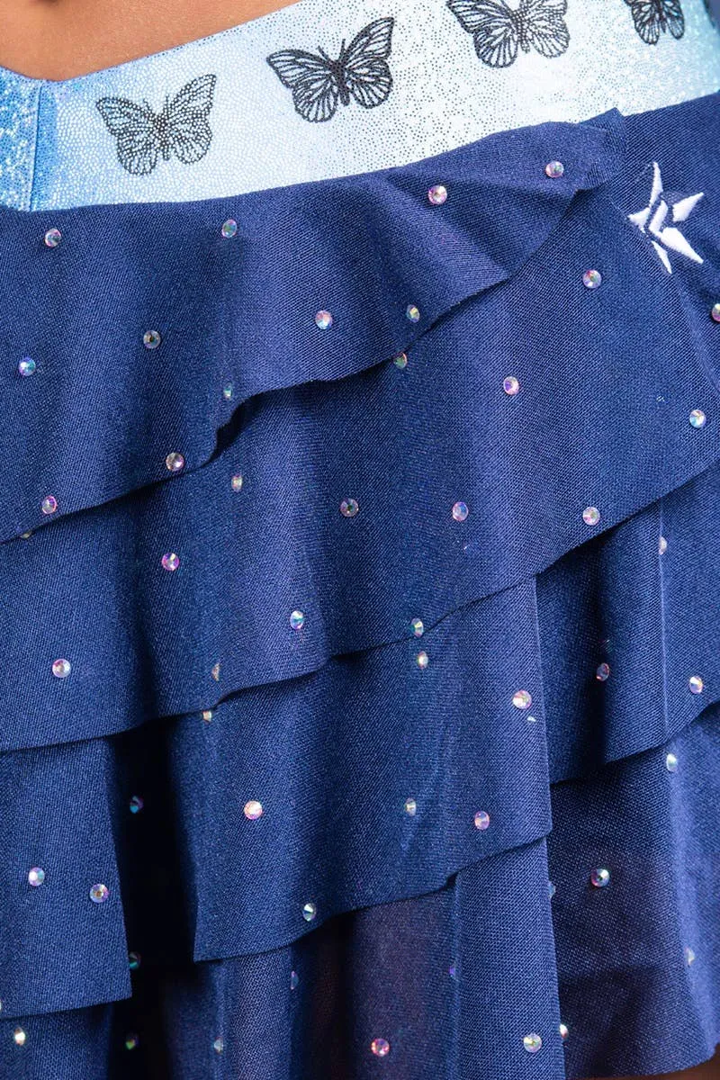 Layered Athletic Skirt in Navy Butterfly