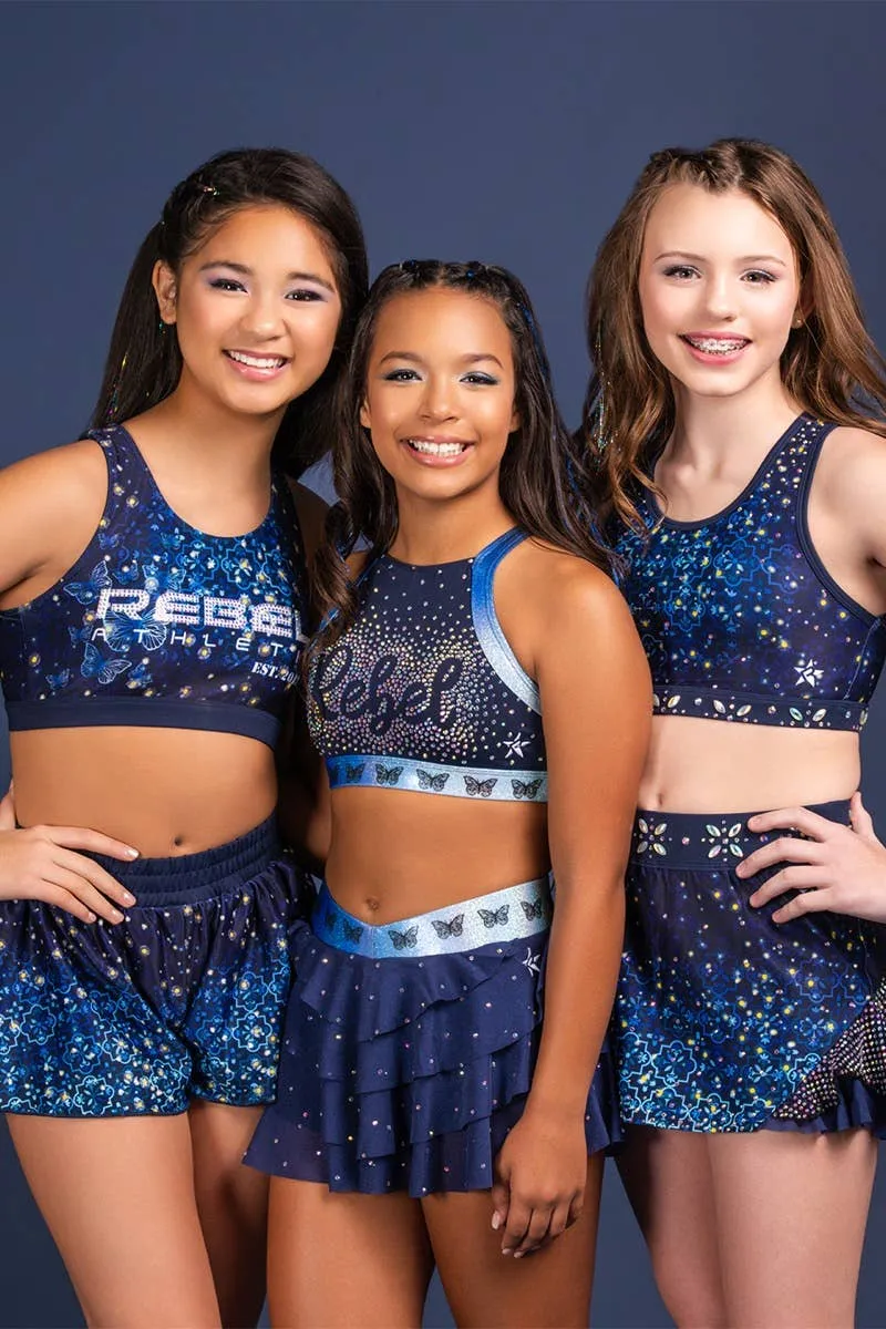 Layered Athletic Skirt in Navy Butterfly