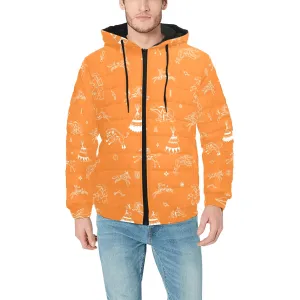 Ledger Dabbles Orange Men's Padded Hooded Jacket