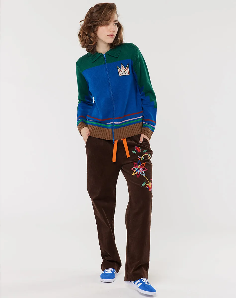 Lillie Zipped Knitted Blue Cardigan