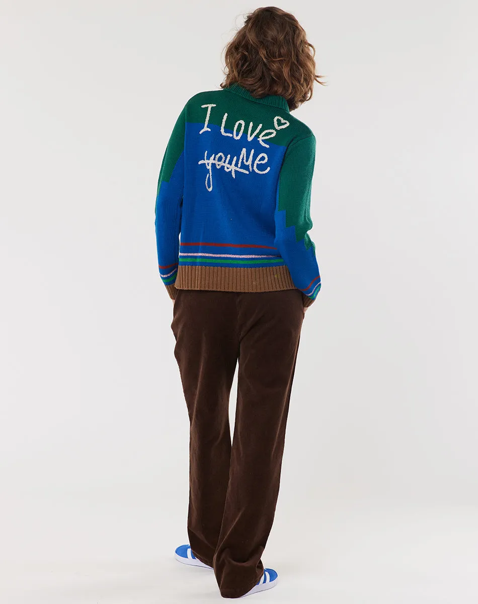 Lillie Zipped Knitted Blue Cardigan