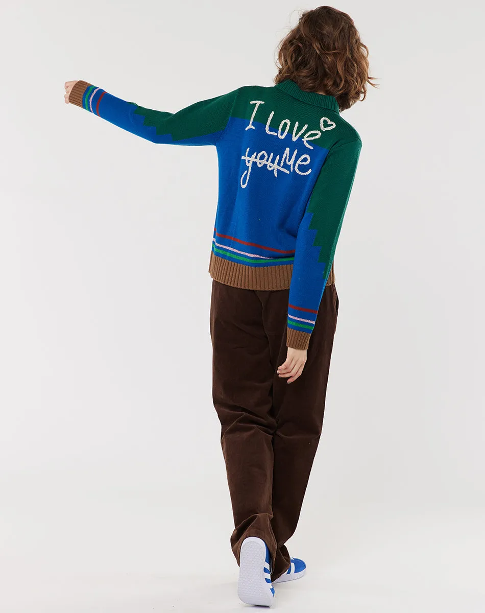 Lillie Zipped Knitted Blue Cardigan