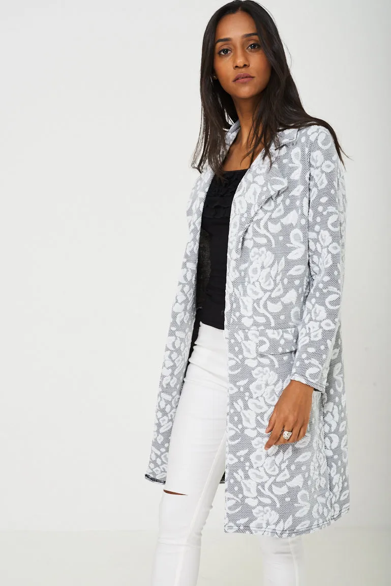 Long Cardigan in Textured Finish