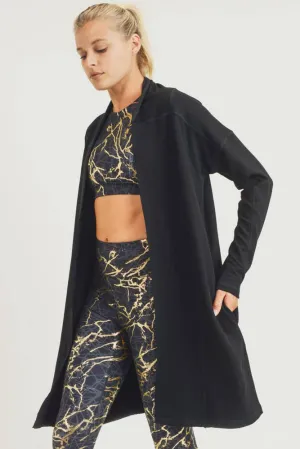 Longline Open Cardigan with Split Back & Yoke