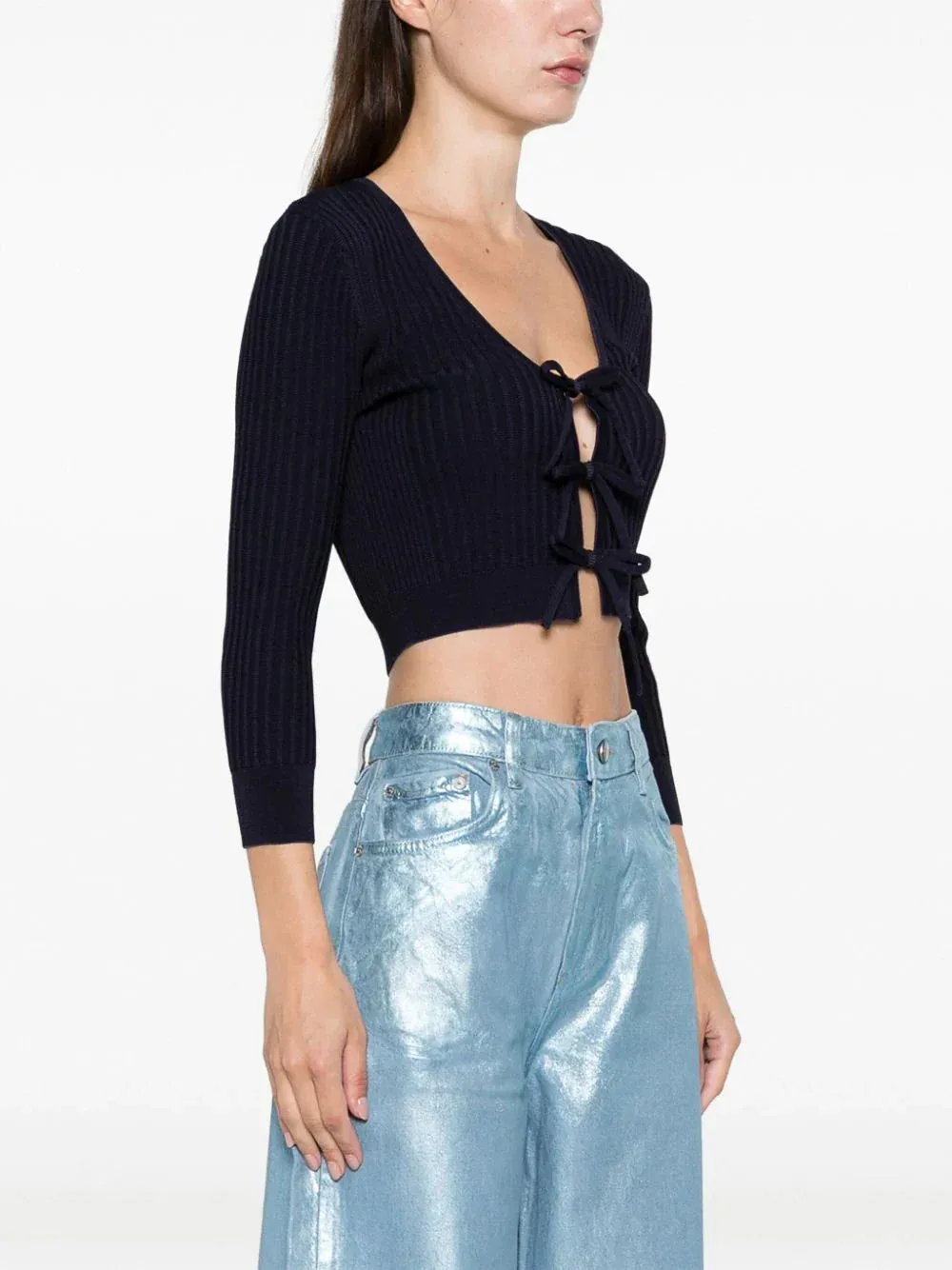 Melange Knit Cropped Cardigan