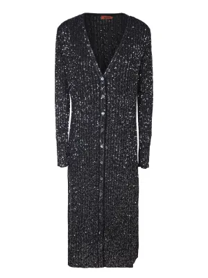 Metallic-threading black cardigan