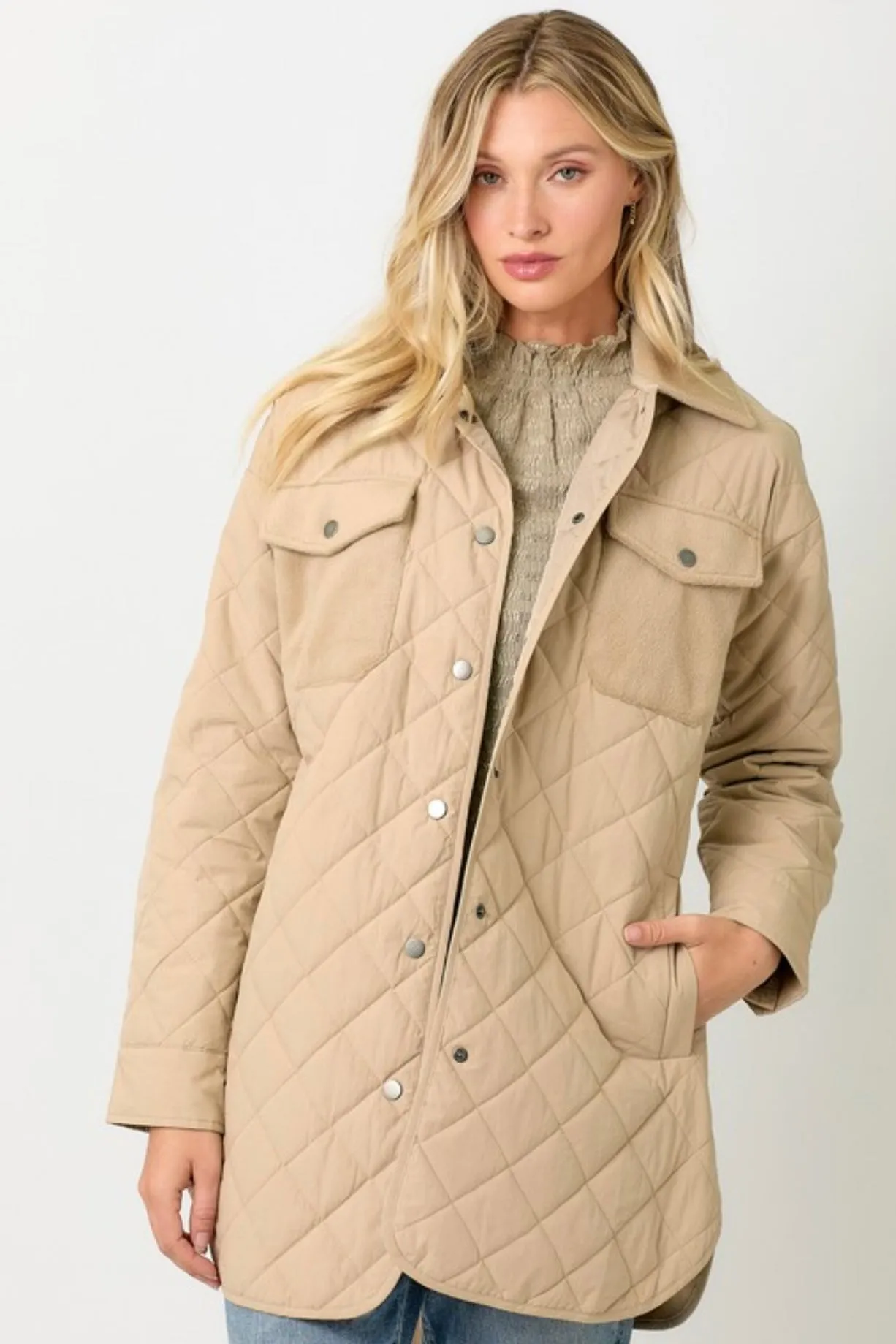 Mixed Media Quilted Jackets - 2 Colors!