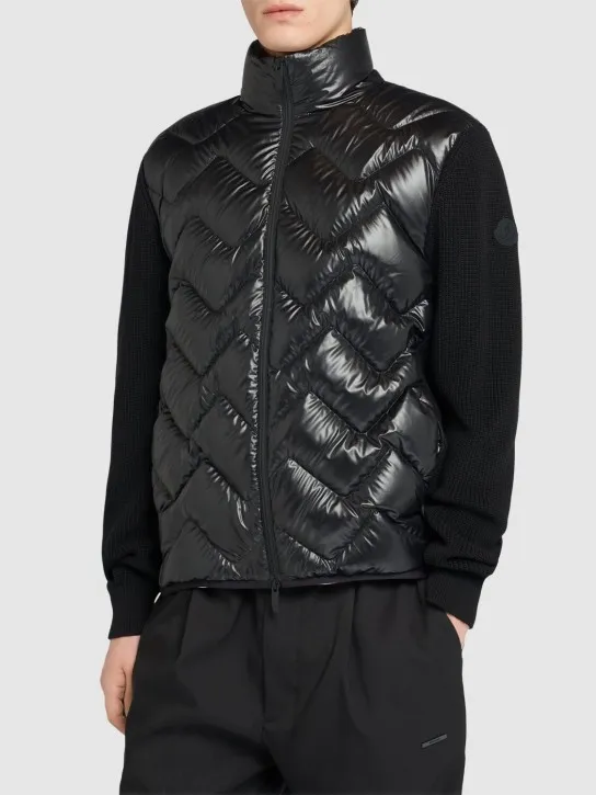 Moncler   Knit &amp; Ripstop down cardigan jacket 