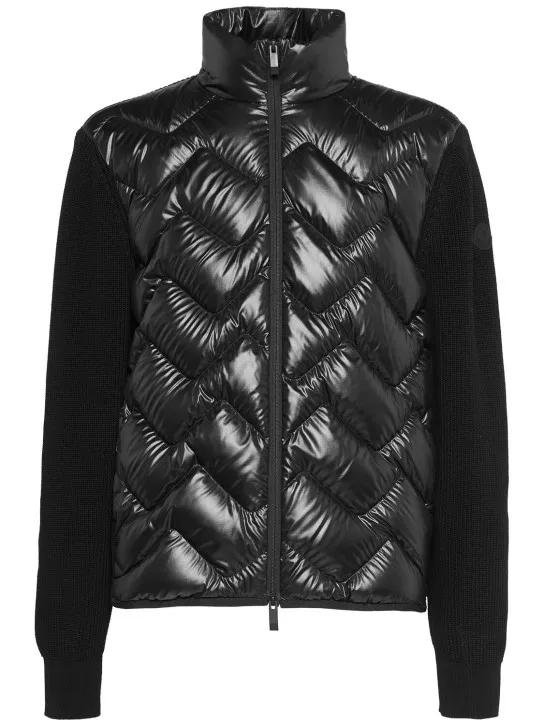 Moncler   Knit &amp; Ripstop down cardigan jacket 