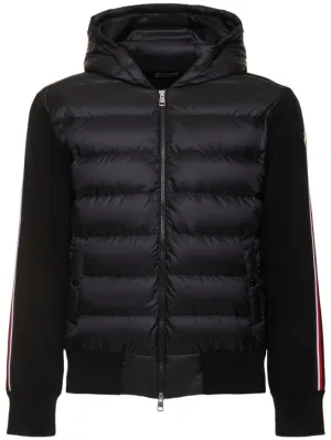 Moncler   Padded nylon &amp; wool down cardigan 