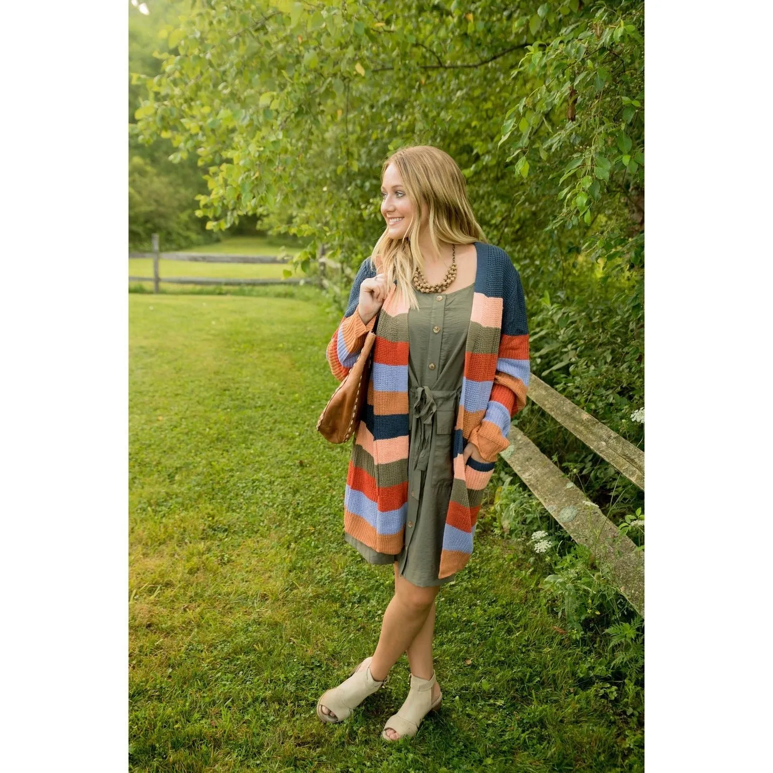 Multi Striped Knit Cardigan