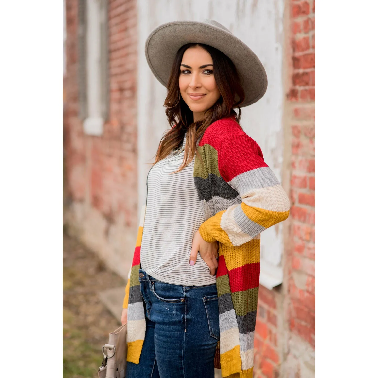 Multi Striped Knit Cardigan