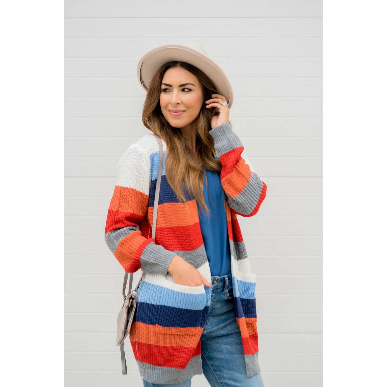 Multi Striped Knit Cardigan