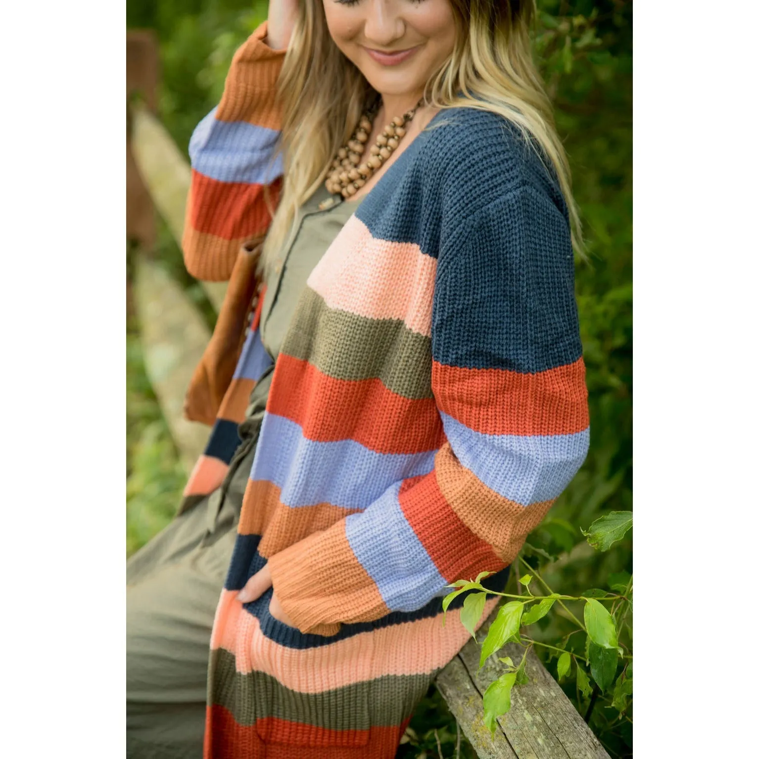 Multi Striped Knit Cardigan
