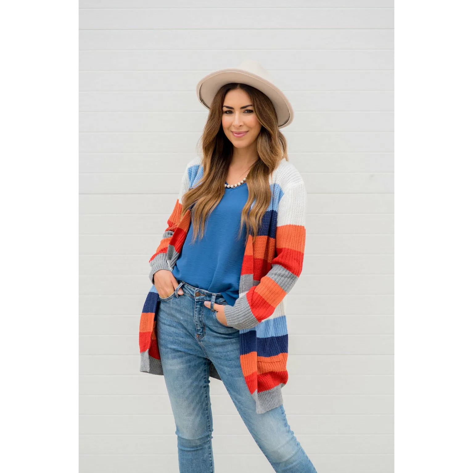 Multi Striped Knit Cardigan