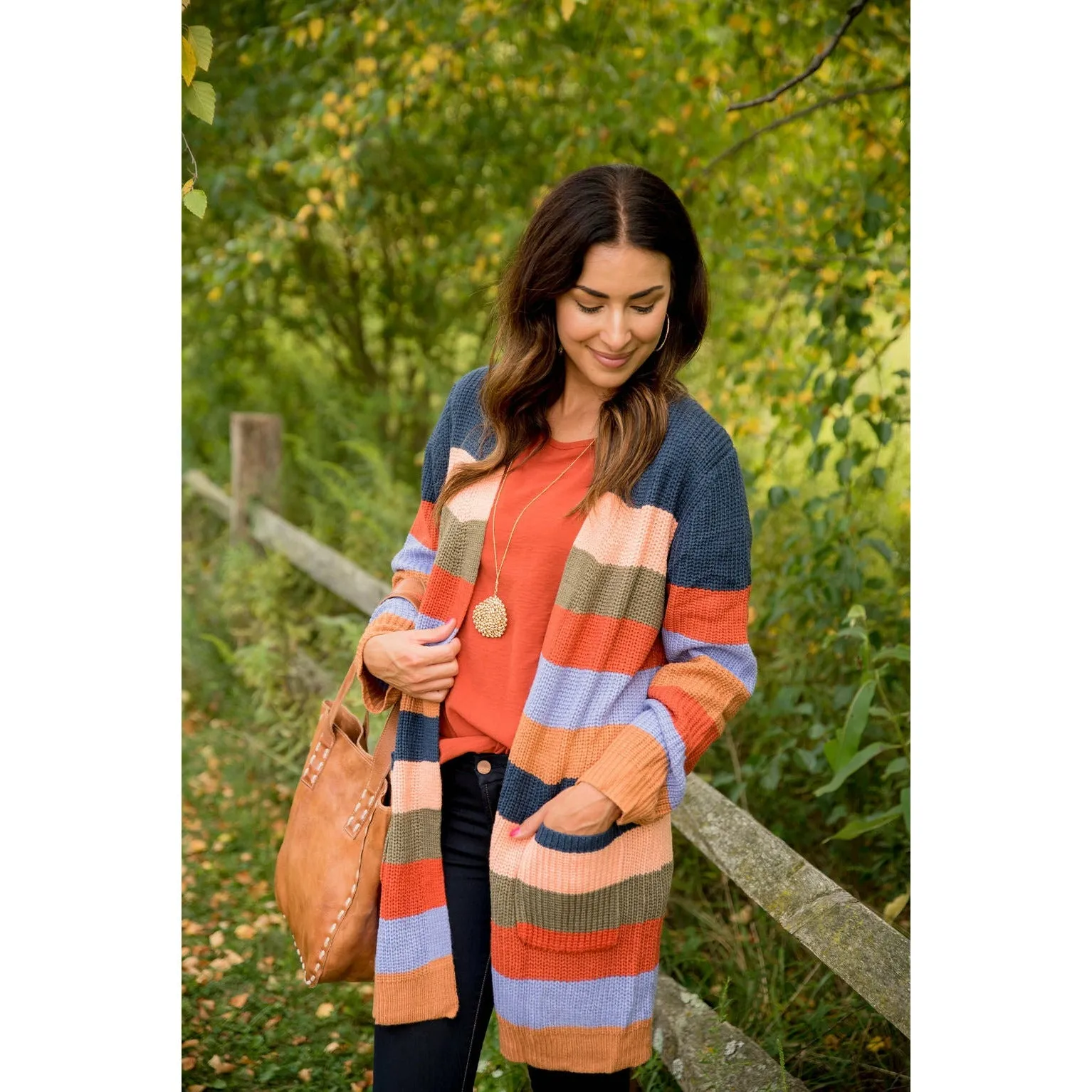 Multi Striped Knit Cardigan