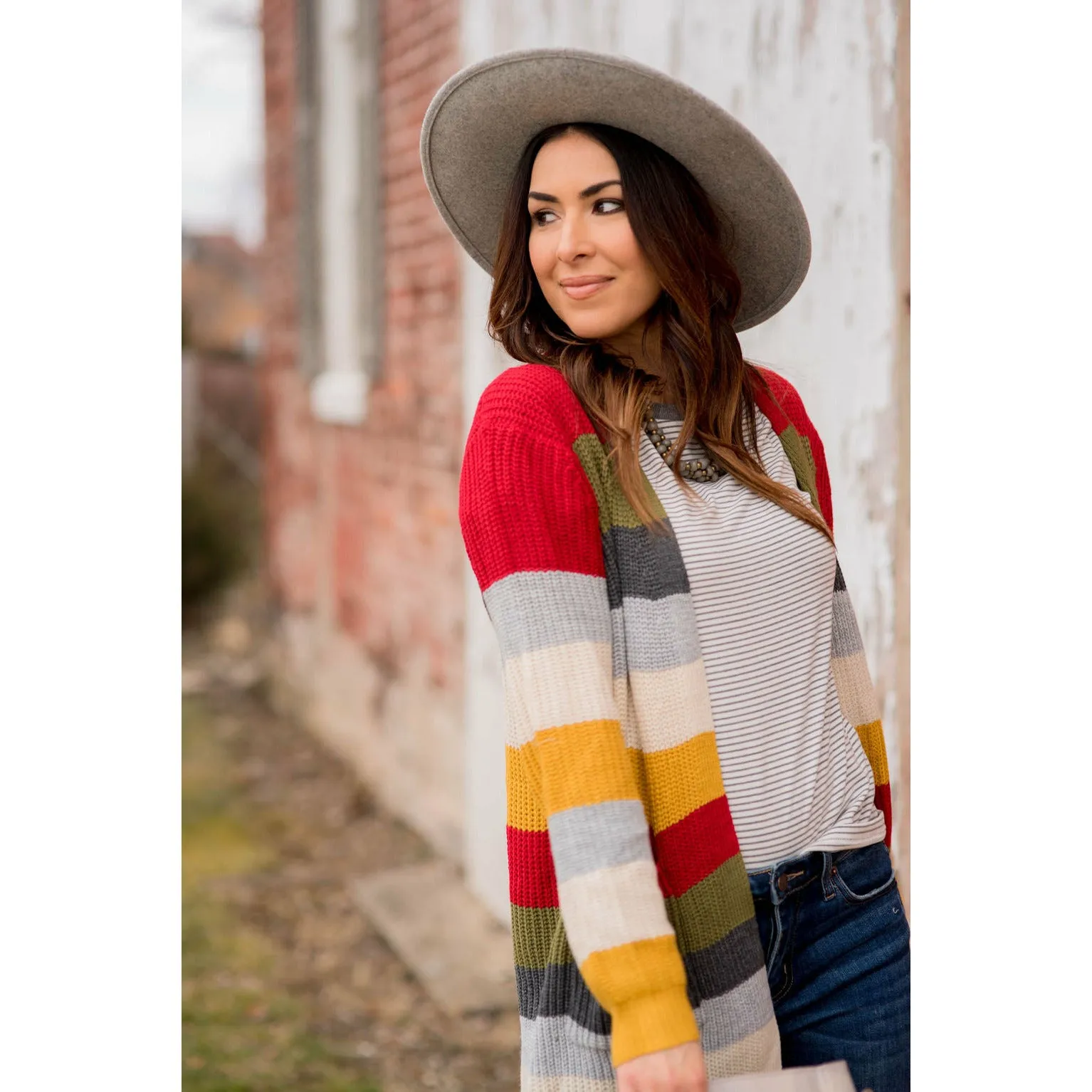 Multi Striped Knit Cardigan
