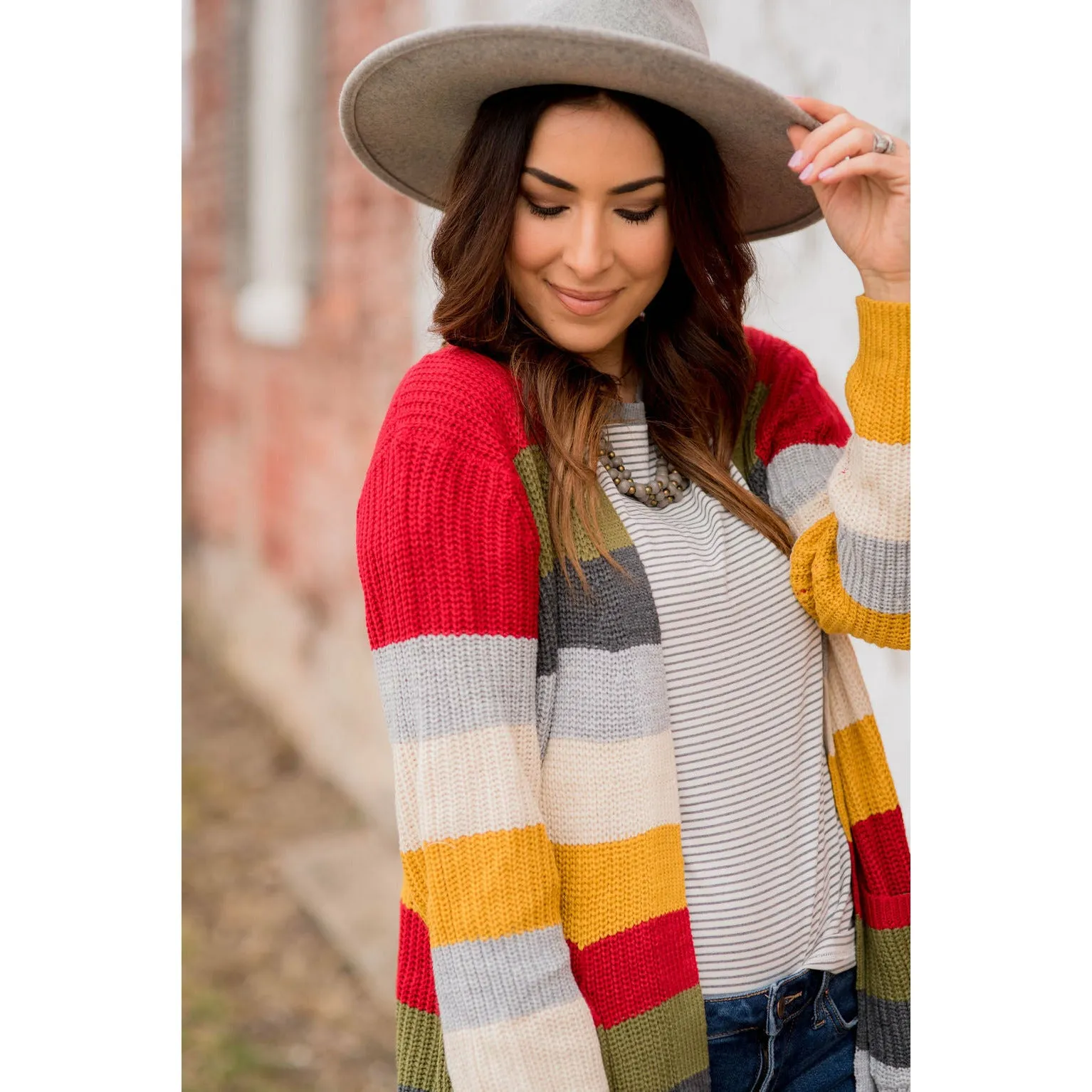 Multi Striped Knit Cardigan