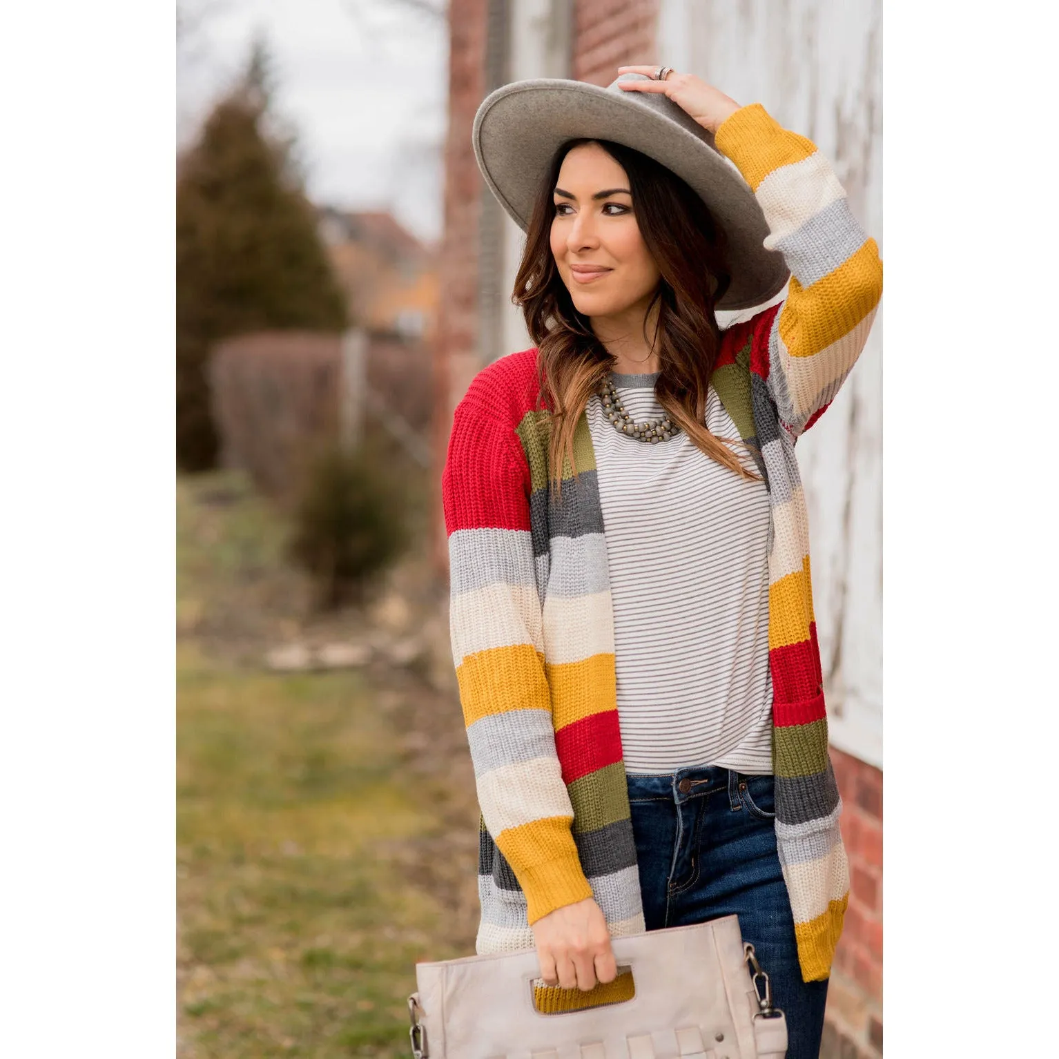 Multi Striped Knit Cardigan