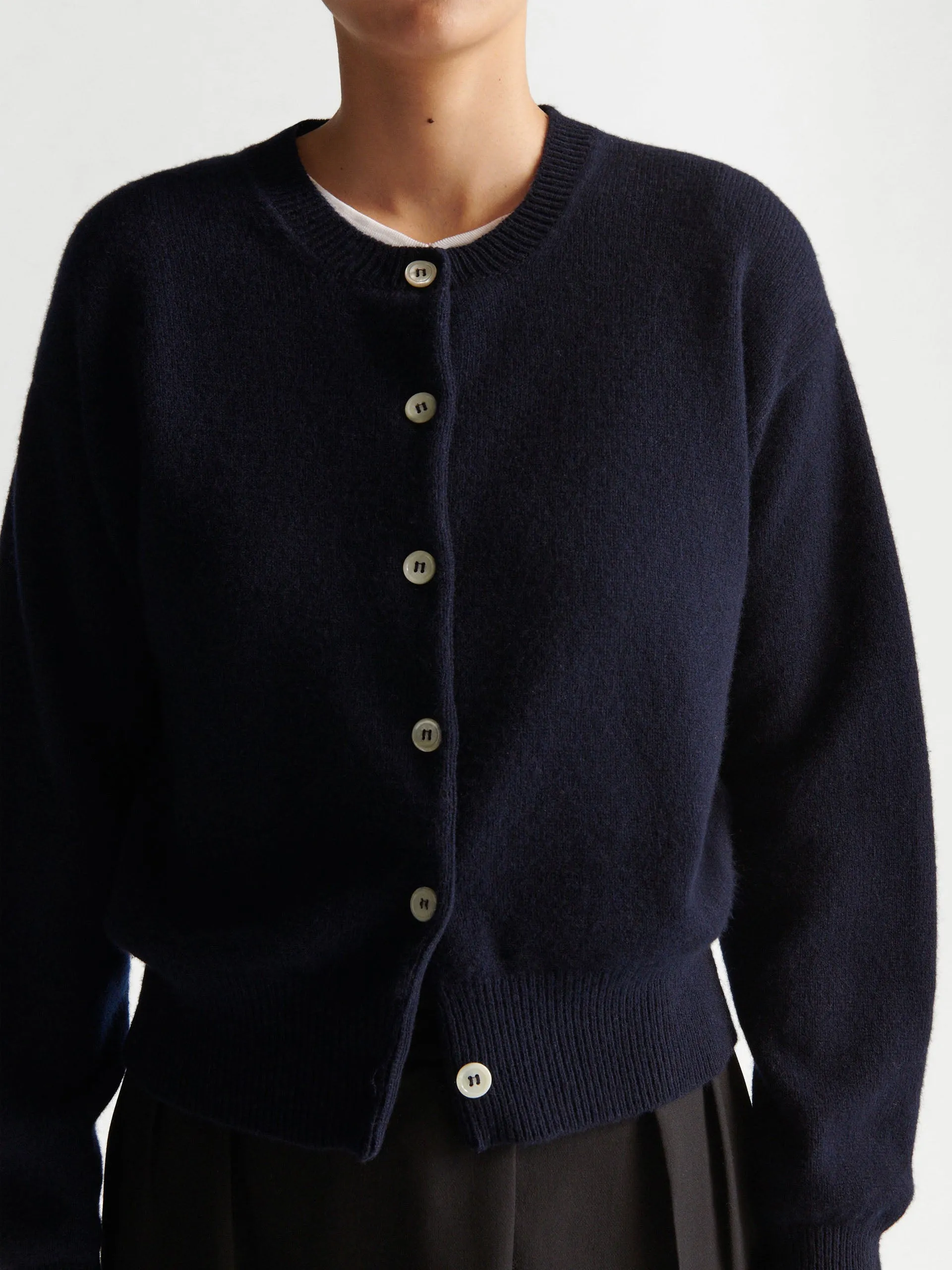 Navy Ada Geelong crewneck cardigan
