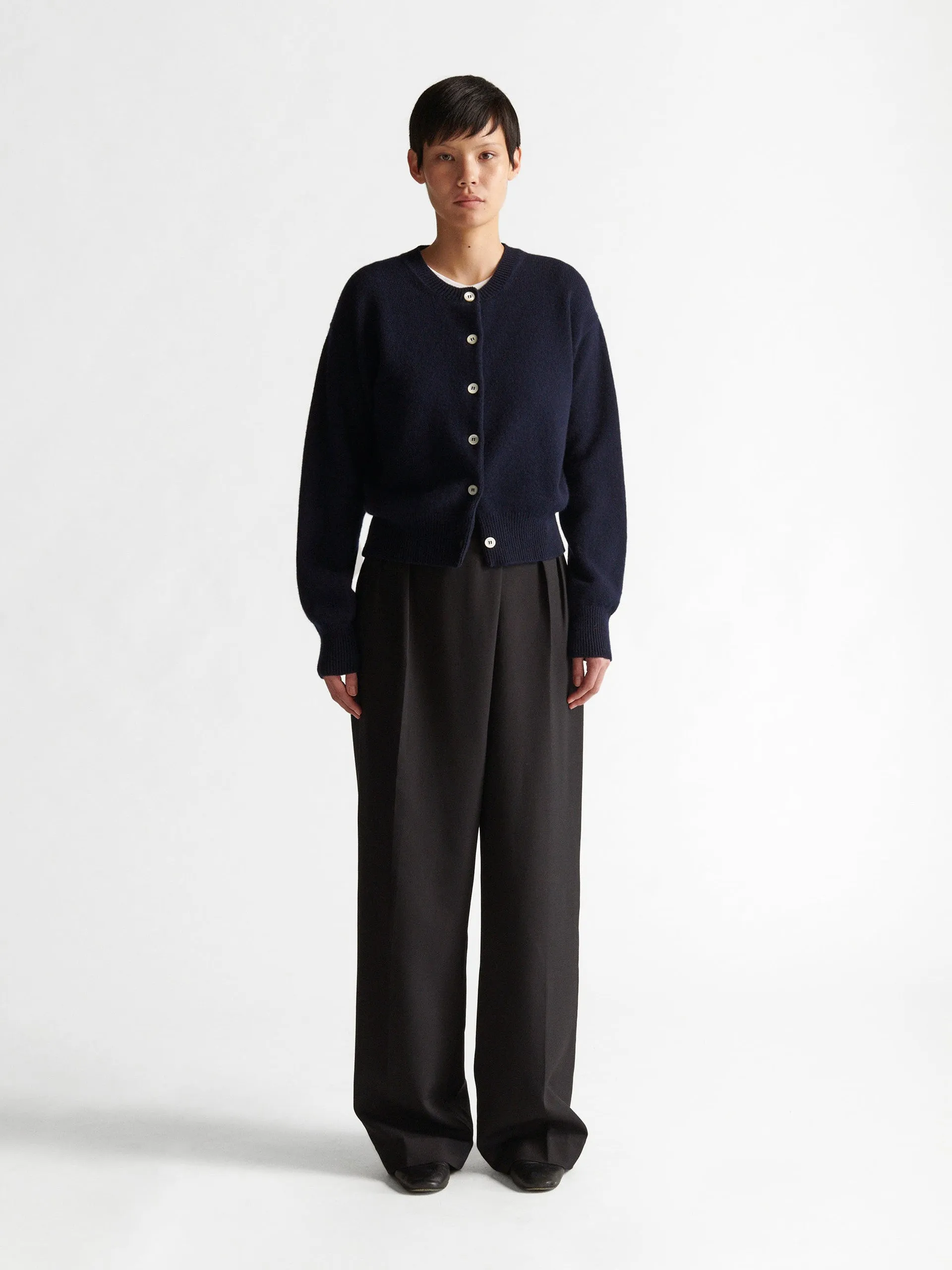 Navy Ada Geelong crewneck cardigan