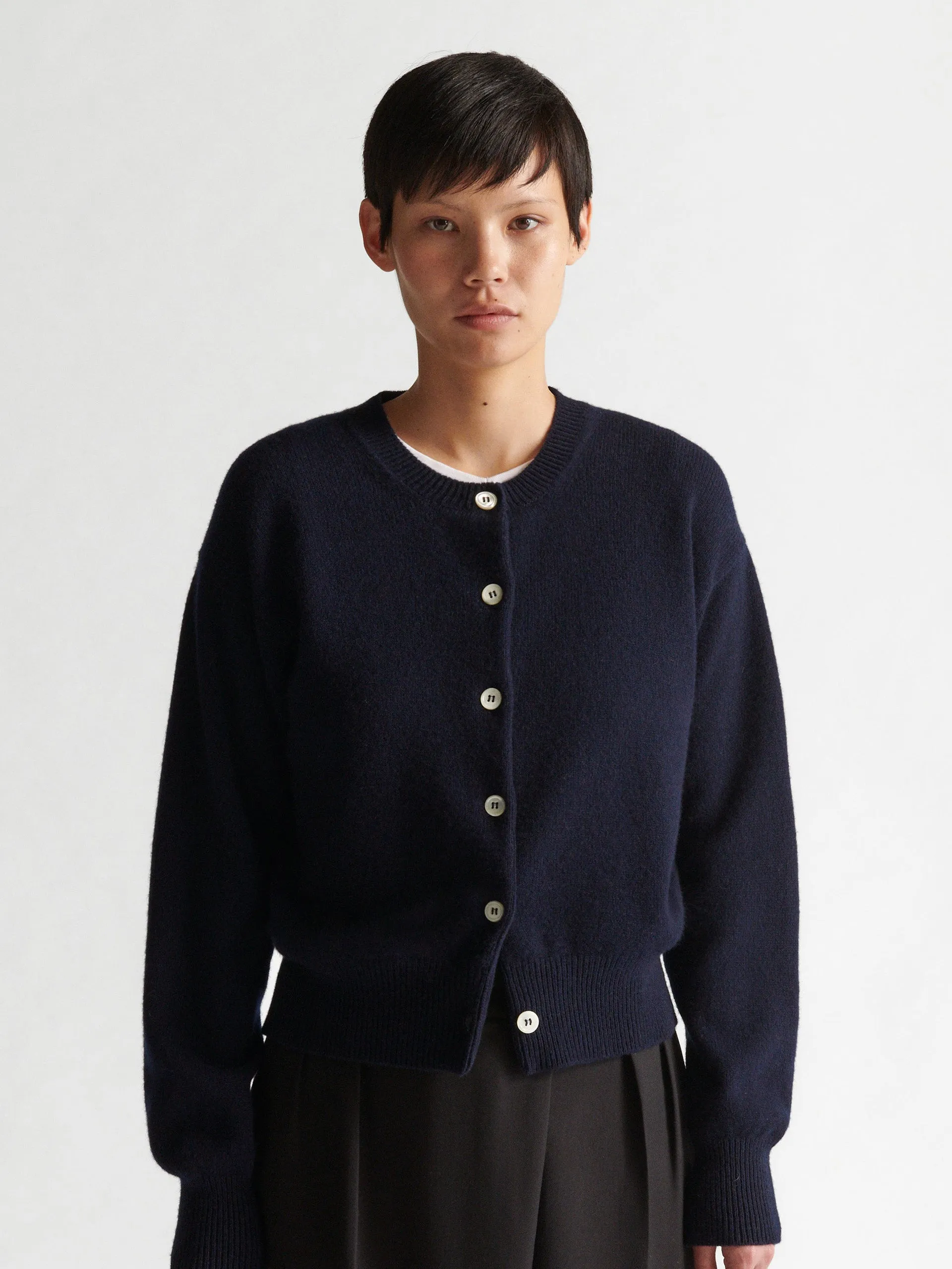 Navy Ada Geelong crewneck cardigan